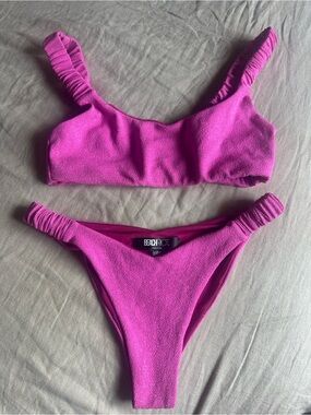 Beach Riot Vibrant Fuchsia Textured Bikini